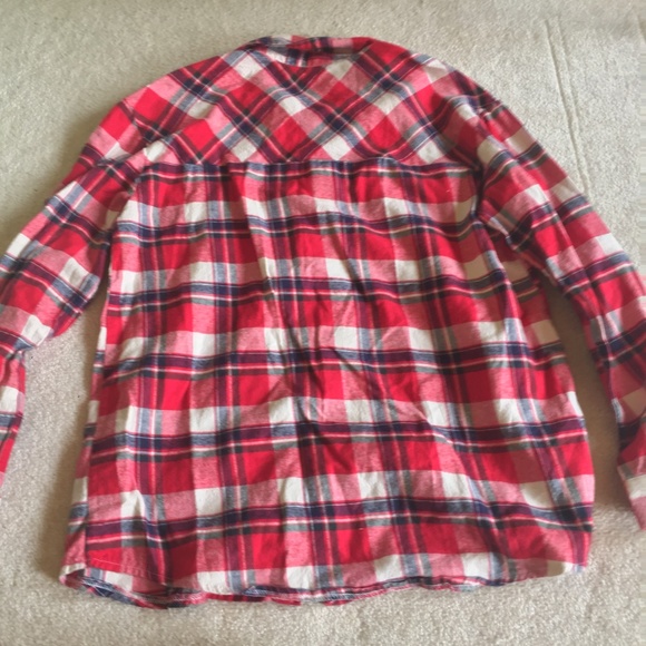 Forever 21 Red and Cream White Flannel Shirt - Picture 4 of 5